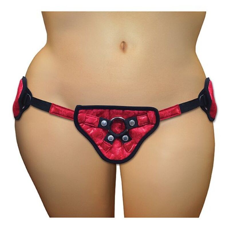 Corsette en dentelle et satin rouge taille Plus Sportsheets 830286 Noir/Rouge