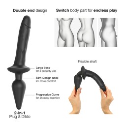 Gode Strap-on-me Plug-in Realistic Noir XXL