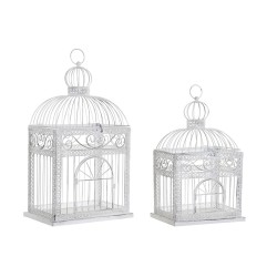 Cage DKD Home Decor Blanc Métal 28 x 20 x 54 cm