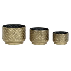 Set de pots de fleurs DKD Home Decor 30 x 30 x 22 cm Noir Doré Métal