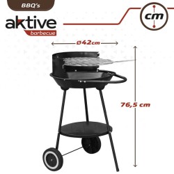 Roues de barbecue au charbon de bois Aktive Noir 42 x 76,5 x 42 cm