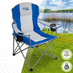 Chaise de camping pliante Aktive Bleu Gris 57 x 97 x 60 cm (4 Unités)