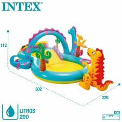 Pataugeoire gonflable pour enfants Intex   Dinosaures Parc de jeux 302 x 112 x 229 cm 280 L