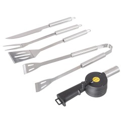 Kit d’Ustensiles pour Barbecue avec Mallette de Transport Acier inoxydable 37 x 15 x 8 cm