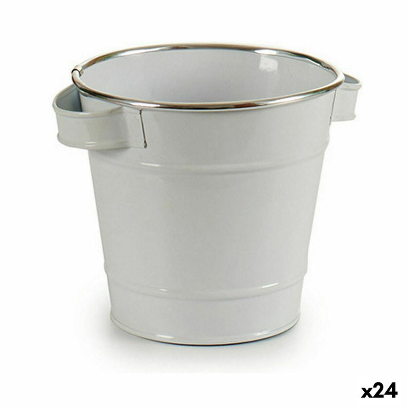 Cache-pot Seau Blanc Argenté Zinc 19,5 x 14,5 x 16,5 cm (24 Unités)