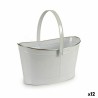 Cache-pot Panier Blanc Argenté Zinc 21,5 x 35 x 35,7 cm (12 Unités)