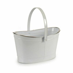 Cache-pot Panier Blanc Argenté Zinc 21,5 x 35 x 35,7 cm (12 Unités)