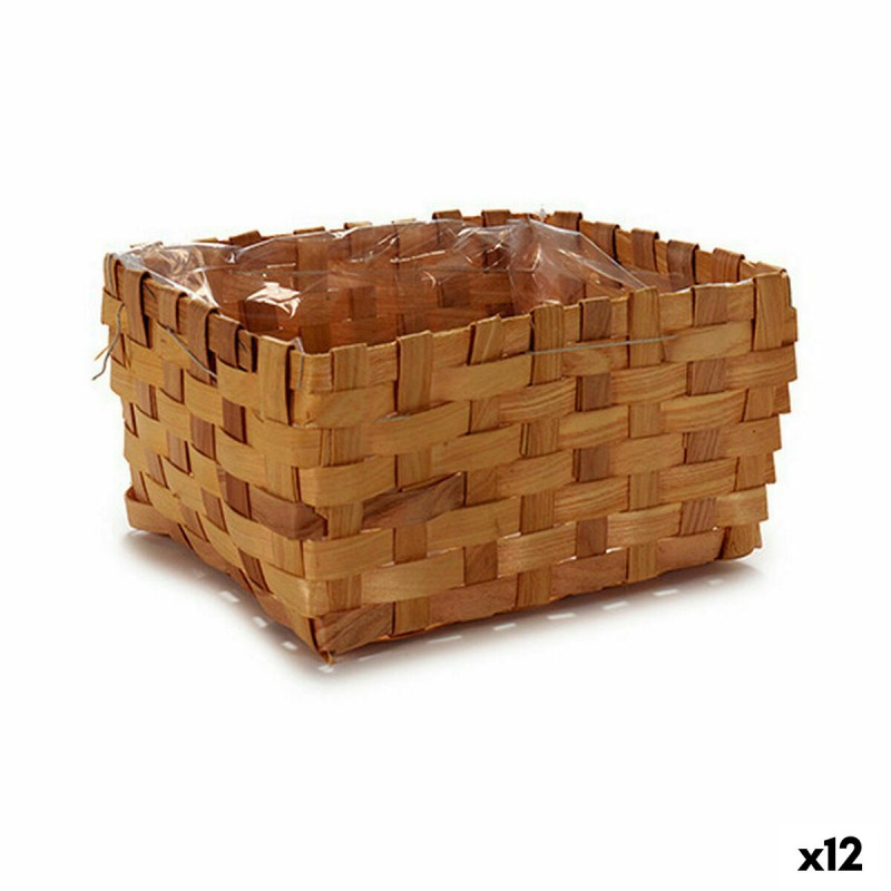 Cache-pot Rectangulaire Marron Canne 21 x 12,5 x 27 cm (12 Unités)