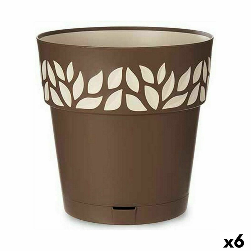 Pot auto-arrosant Stefanplast Cloe Marron Plastique 29 x 29 x 29 cm (6 Unités)