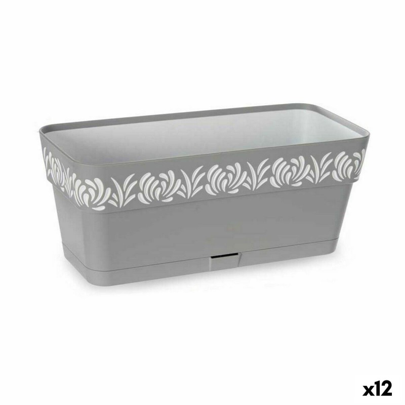 Jardinière auto-arrosante Stefanplast Gaia Gris Plastique 13,3 x 12,3 x 29,3 cm (12 Unités)