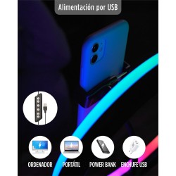 Anneau Lumineux pour Selfie Rechargeable KSIX Smartphone 12W