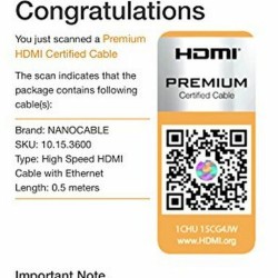 Câble HDMI NANOCABLE HDMI V2.0, 0.5m 10.15.3600 V2.0 4K 0,5 m