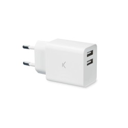 Chargeur mural KSIX 2 USB 2.4A Blanc