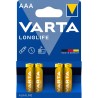 Piles Alcalines Varta LongLife AAA (LR03) (4 Pièces)