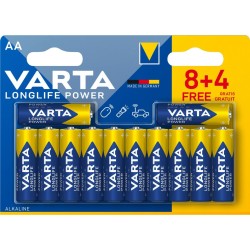 Piles Alcalines Varta Longlife Power AA 1,5 V (12 Unités)