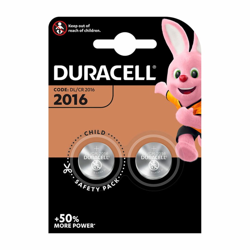 Piles Bouton au Lithium DURACELL CR2016 3 V (2 Unités)