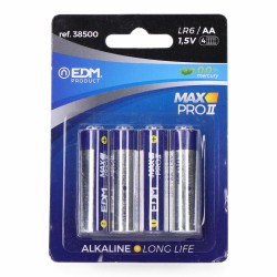 Piles Alcalines EDM Max Pro II Long Life AA LR6 1,5 V (4 Unités)