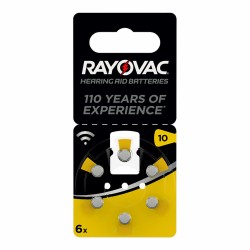 Piles Bouton au Lithium Rayovac Compatibilité avec aides auditives ZA10 1,4 V (6 Unités)