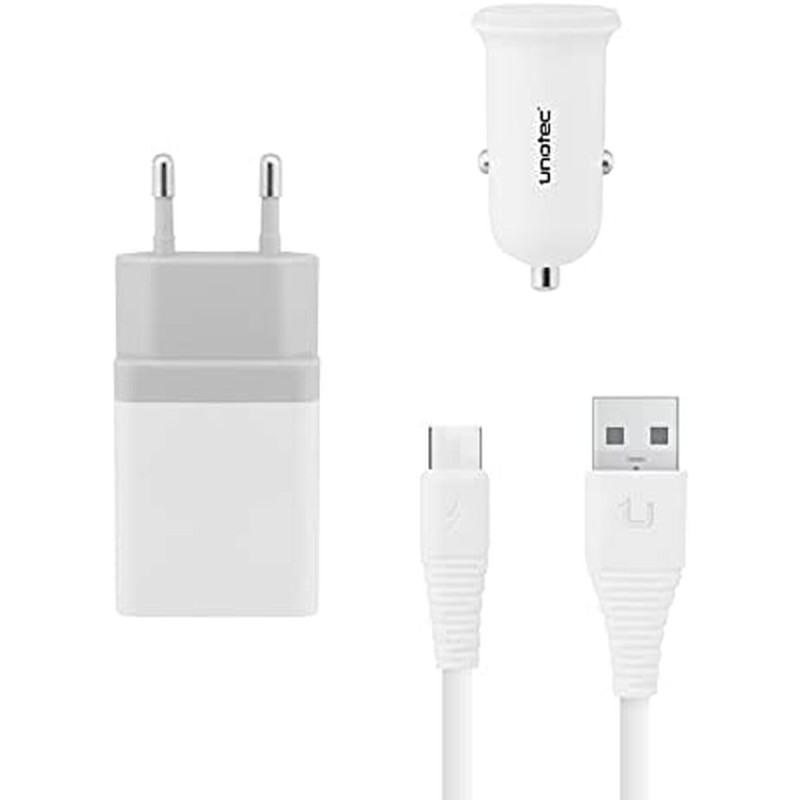 Chargeur de Voiture USB Universel + Câble USB C Unotec