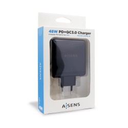 Chargeur Voiture Mur Aisens PD 3.0 USB-C 48 W Noir