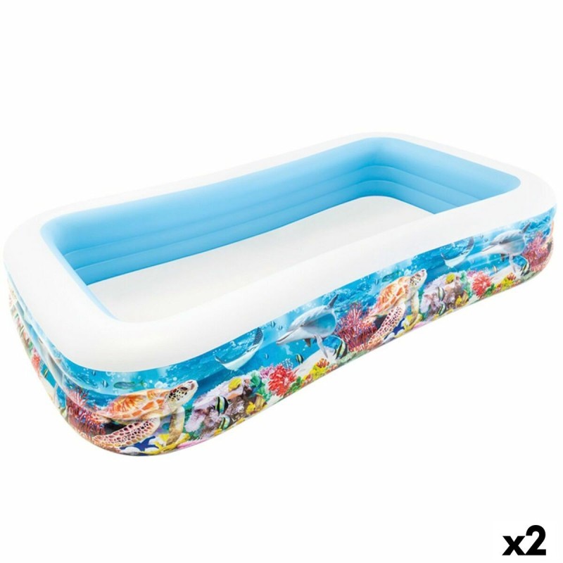 Pataugeoire gonflable pour enfants Intex Tropical 305 x 56 x 183 cm 1020 L (2 Unités)