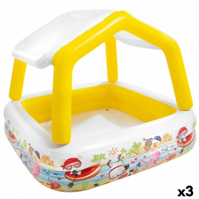 Pataugeoire gonflable pour enfants Intex Auvent 157 x 122 x 157 cm 295 L (3 Unités)