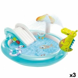 Pataugeoire gonflable pour enfants Intex Crocodile Parc de jeux 201 x 84 x 17 cm (3 Unités)