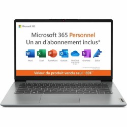 Ordinateur Portable Lenovo IdeaPad 1 14IGL7 Azerty Français Gris Intel UHD Graphics 600 4 GB RAM 14" Intel Celeron N4020 AZERTY 