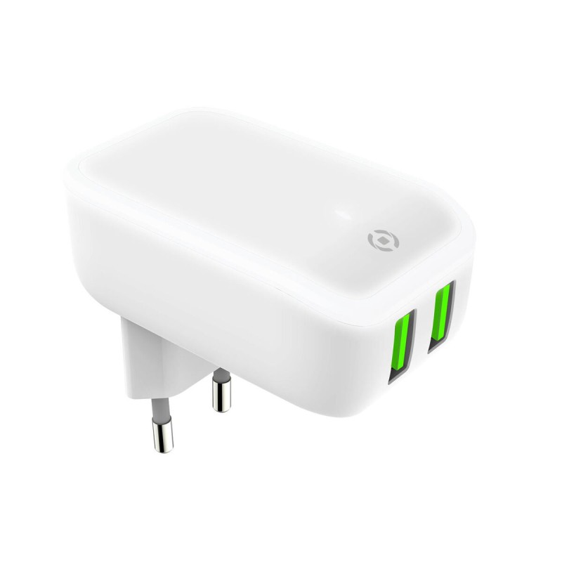 Chargeur de batterie Celly TC2USBLEDWH Blanc