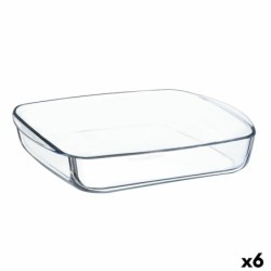 Plat à Gratin Ô Cuisine Carré 25 x 22 x 5 cm Transparent verre (6 Unités)