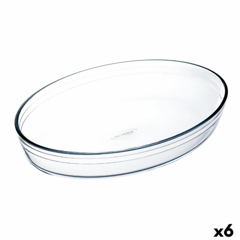 Plat de Four Ô Cuisine   Ovale 35 x 25 x 7 cm Transparent verre (6 Unités)