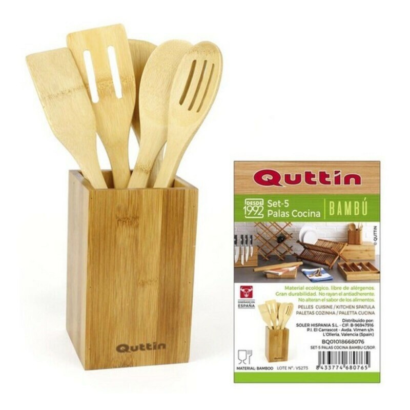 Set d\'Ustensiles de Cuisine Quttin Bambou (5 Pcs)