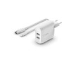 Chargeur Mural + Câble Lightning MFI Belkin WCD001VF1MWH Blanc 24 W