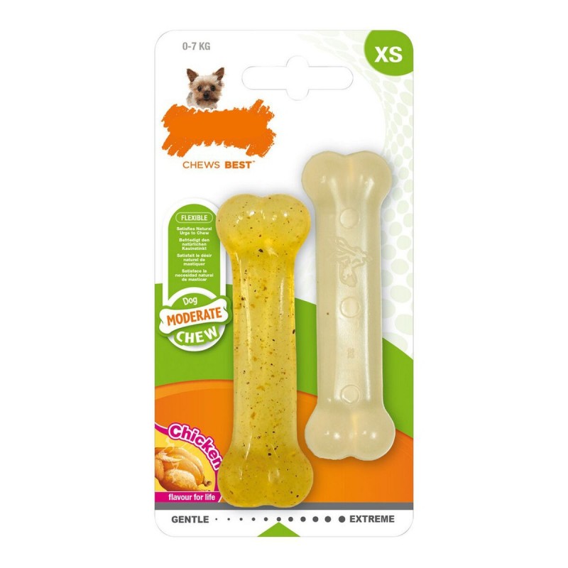 Jouet pour chien Nylabone Moderate Chew Twin Poulet Thermoplastique Taille XS (2 pcs)