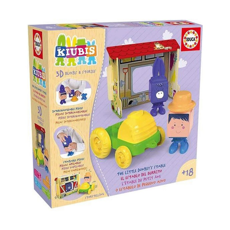 Jouet éducatif Educa The Kiubis The Little Donkey\'s Stable Tracteur 10 Pièces