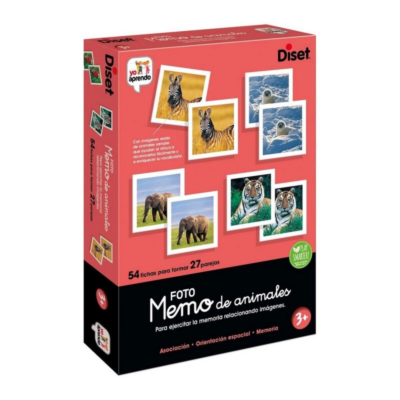 Jouet Educatif Diset Memo Photo Animales 54 Pièces