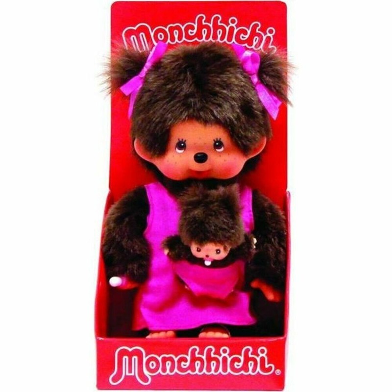 Jouet Peluche Bandai Monchichi Mom and Baby Rose 20 cm Marron