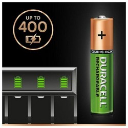 Piles Rechargeables DURACELL AAA HR03 AAA 800 mAh (4 pcs) 1,2 V (4 Unités) (Reconditionné A)