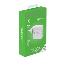 Chargeur mural 2 en 1 Celly Blanc 30 W