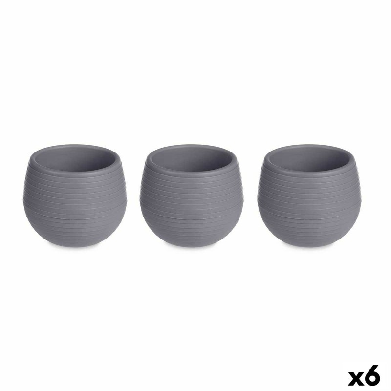 Set de pots Anthracite Plastique 12 x 12 x 11 cm (6 Unités)