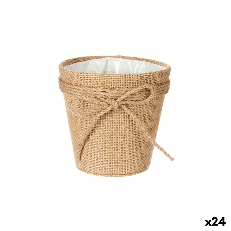 Cache-pot Lien 12,5 x 12 x 12,5 cm Marron Corde Plastique 14 x 12,5 x 14 cm (24 Unités)