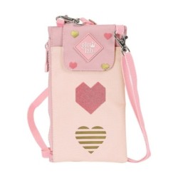 Porte-monnaie Glow Lab Hearts Protection pour téléphone portable Rose