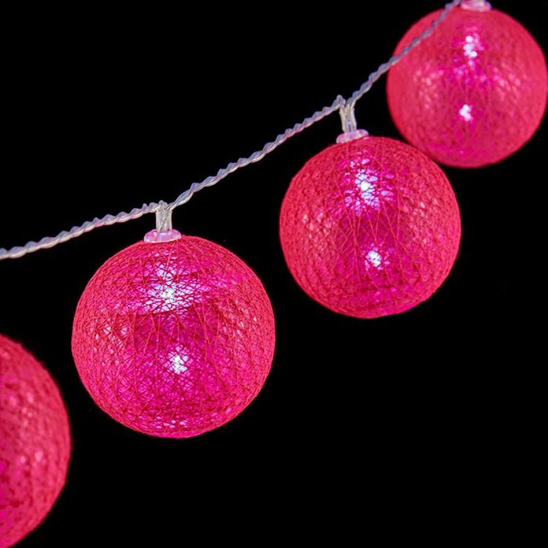 Guirlande de boules LED Ø 4 cm Rose foncé 2 m