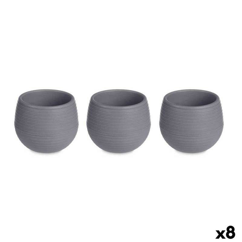 Set de pots 6,2 x 6,2 x 6,6 cm Anthracite Plastique (8 Unités)