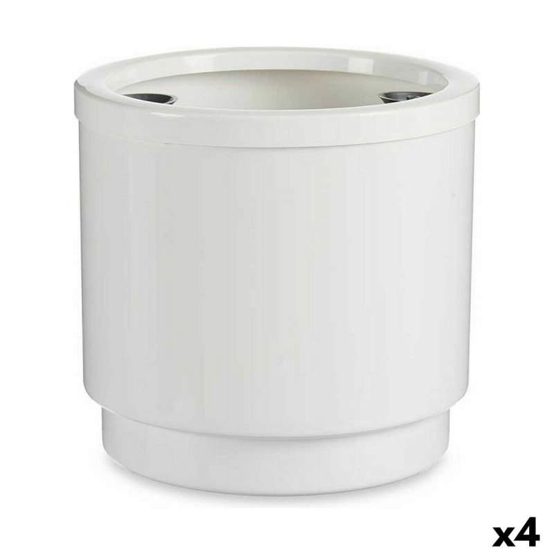 Pot auto-arrosant Blanc polypropylène (26 x 25 x 26 cm) (4 Unités)