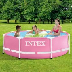 Piscine Démontable Intex Metal Frame 28290NP Rose 244 x 74 x 244 cm