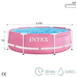 Piscine Démontable Intex Metal Frame 28290NP Rose 244 x 74 x 244 cm