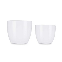 Set de pots Ø 22 cm Ø 28 cm 2 Pièces Blanc Argile