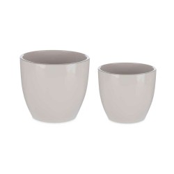 Set de pots Ø 22 cm Ø 28 cm 2 Pièces Gris Argile