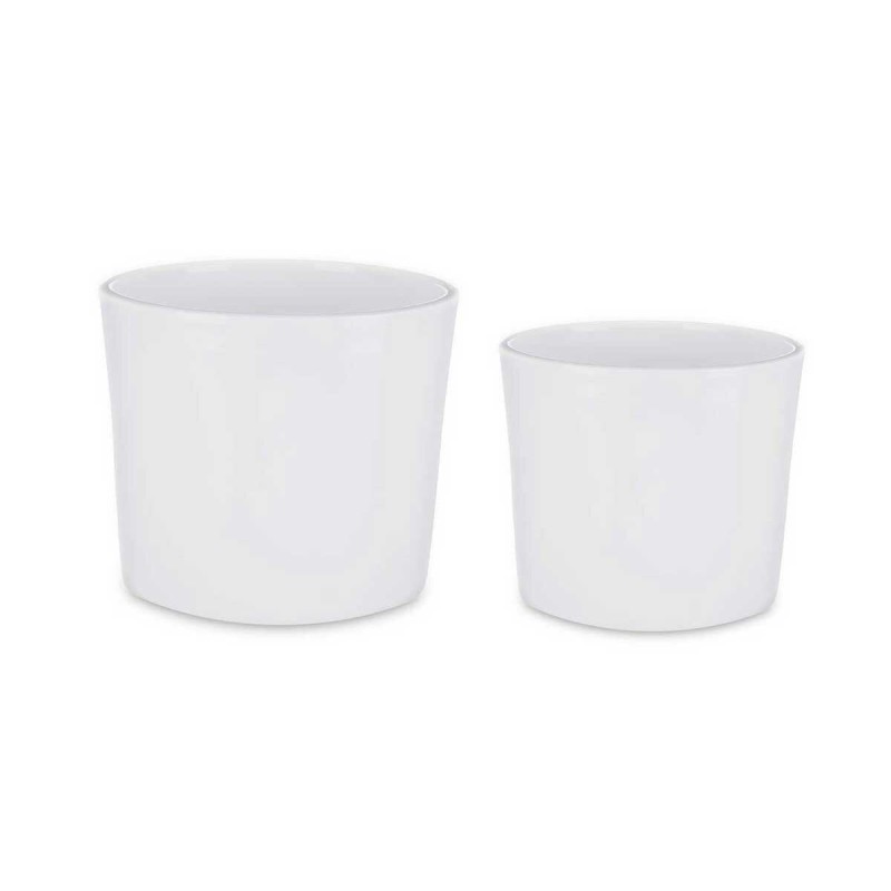 Set de pots Ø 22 cm Ø 27 cm 2 Pièces Blanc Argile